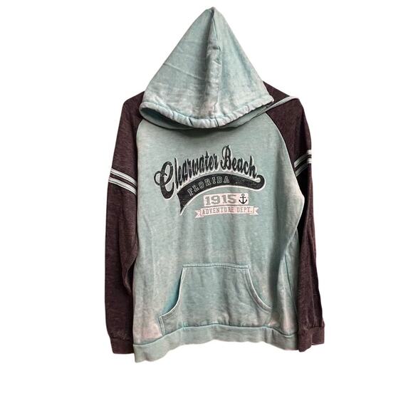 Avalon Apparel Clearwater Beach Florida Lightweight Mint Green Grey Hoodie L - Picture 9 of 9